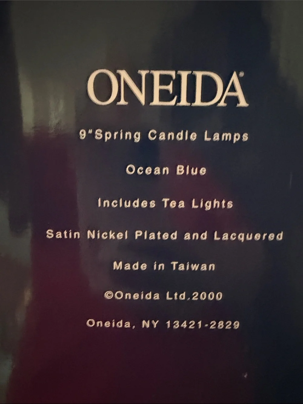 Oneida Ocean Blue Pair of Spiral-Base (tea light) Candle Lamp